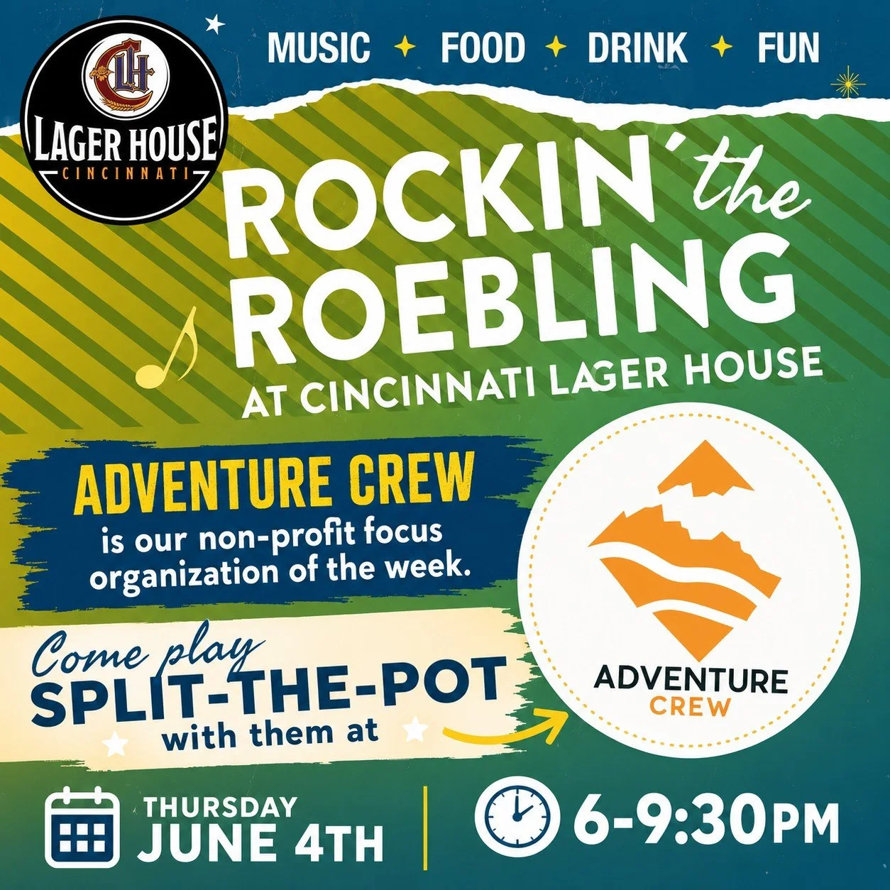 Rockin' the Roebling.
😀🎸
Come see us tonight at @rockintheroebling! We'll be there selling split-the-pot tickets while sharing details about @ohriverpaddlefest and our great programs for city teens. Grab a beer and enjoy free live music by Nashvill