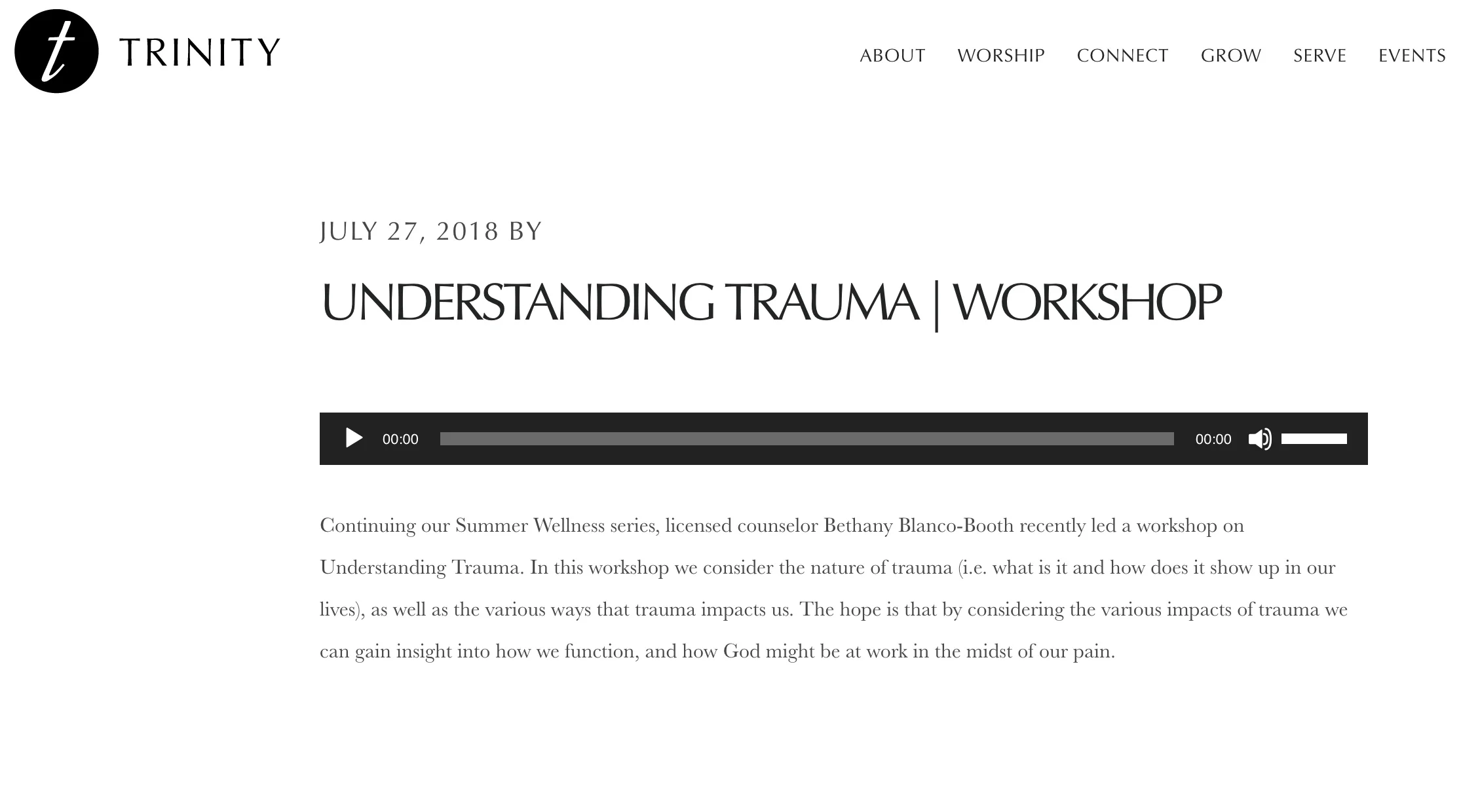 Podcast: Understanding Trauma Workshop Podcast Episode by Bethany Blanco-Booth with Trinity Anglican Mission