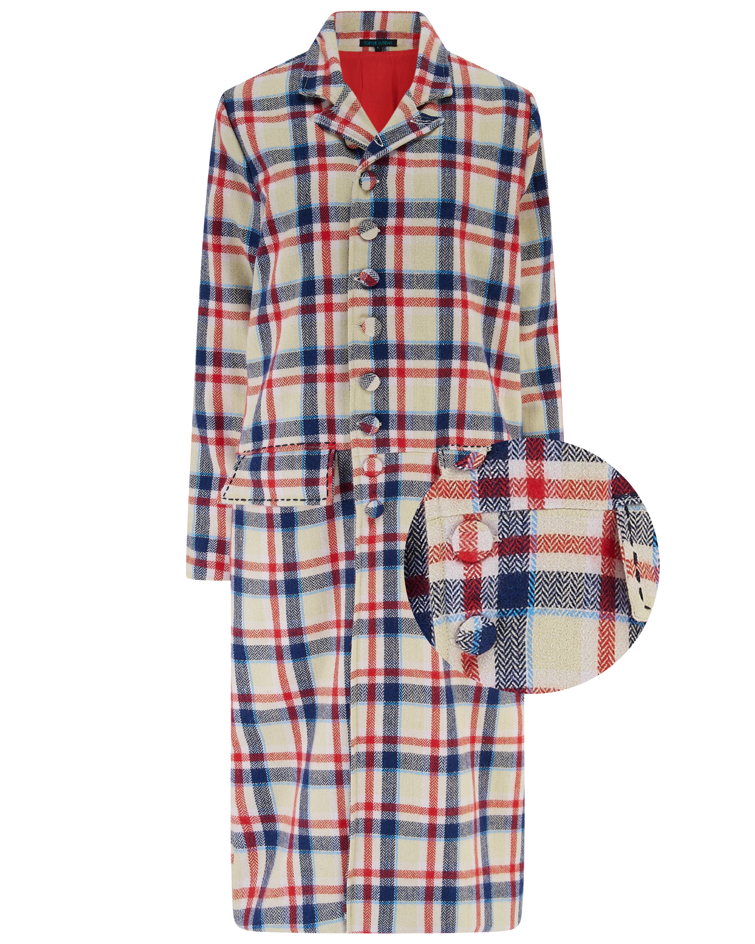 Cream Check Wool Coat