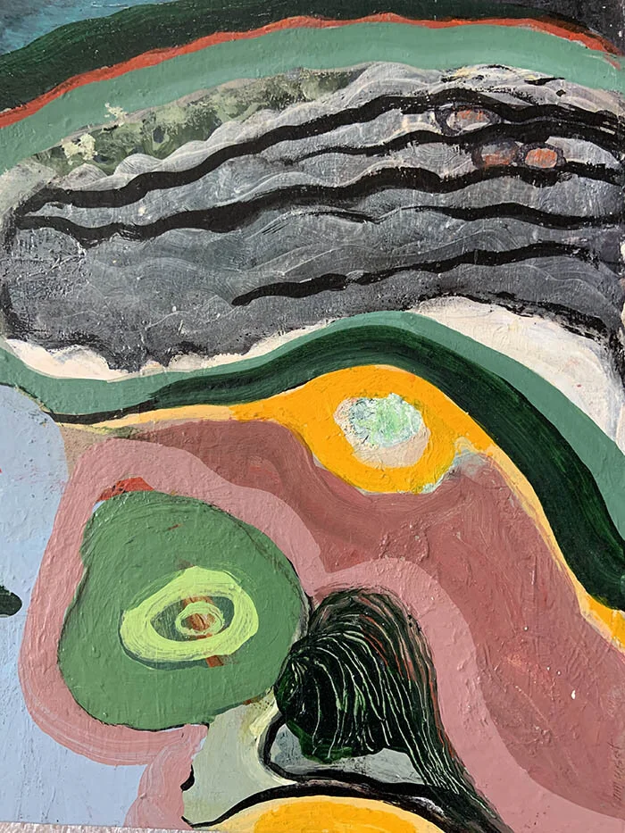 “Rose Avenue,”  acrylic, 12” x 14”, 2018 , $1000