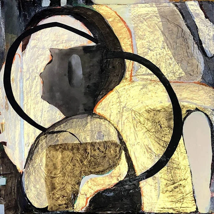 “Untitled – 4,” acrylic / collage, 12” x 12”,  2020 , $900