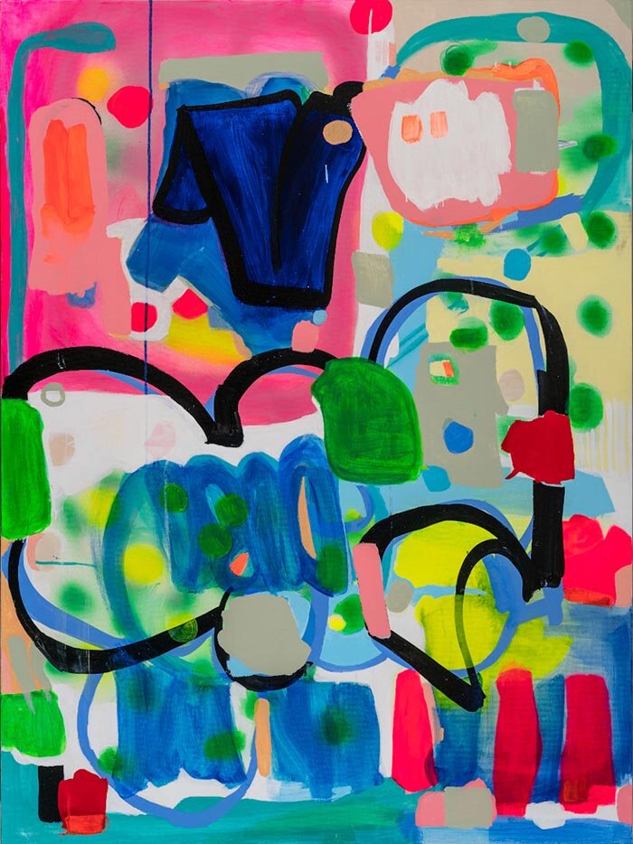 Eric Katzman: "Summer 2021," acrylic and spray paint on canvas, 48" x 36", 2021, $1250