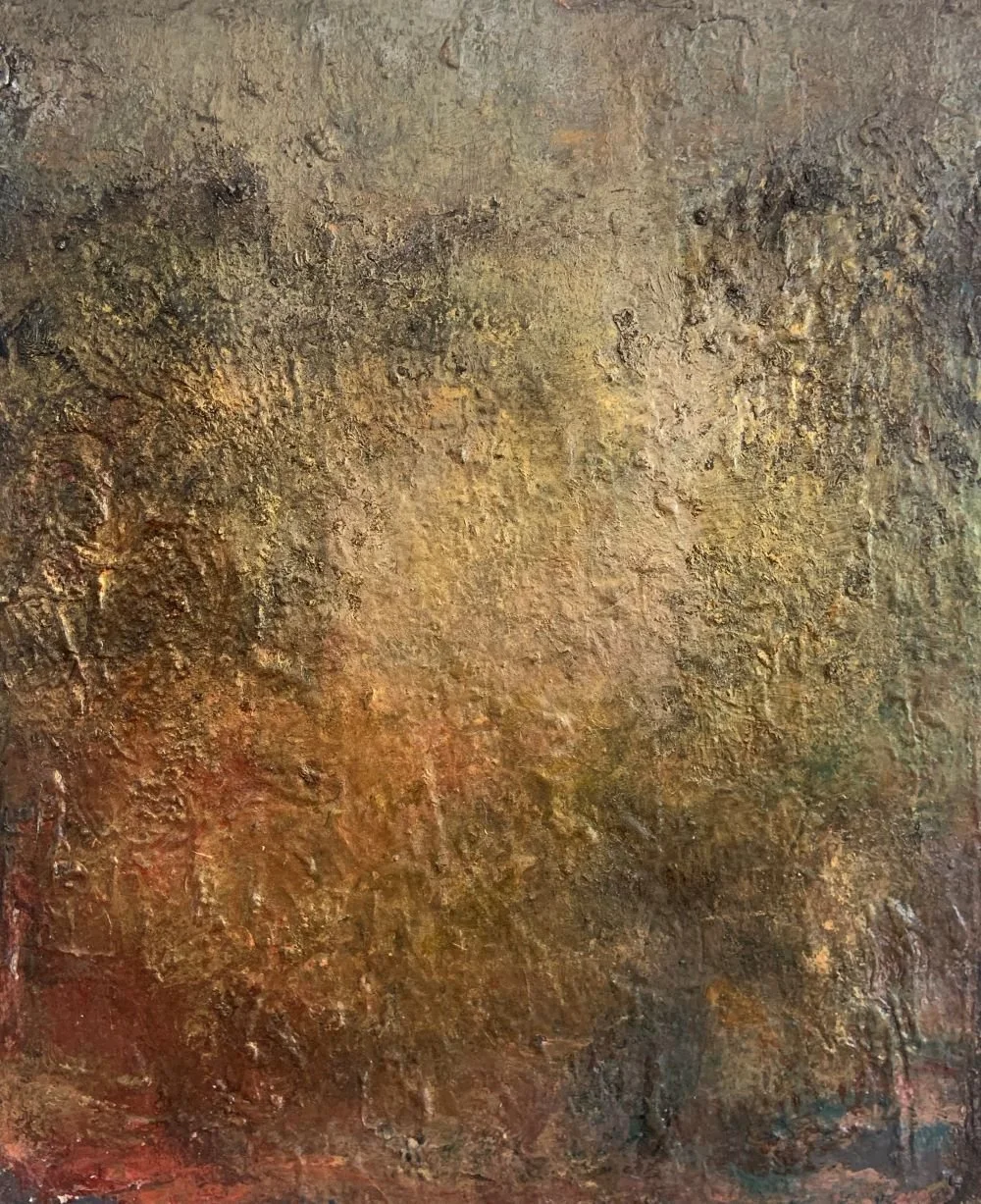 15.	“Sunburst,” acrylic, 10”w x 12”h, 2017, $1000