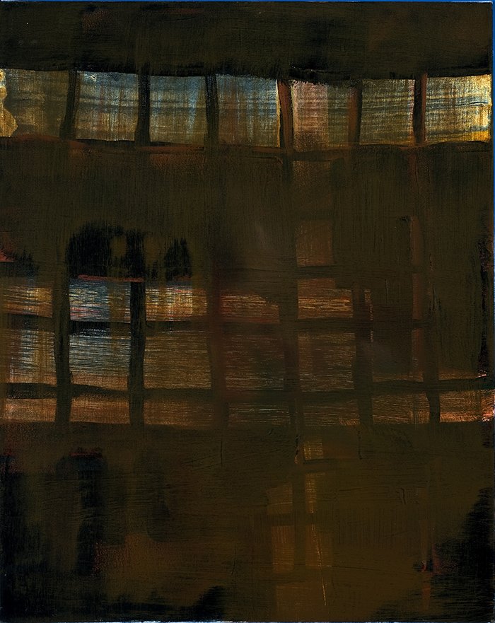 Karen Rothman: "Industrial Night," oil on canvas, 20" x 16", 2021, $5000 