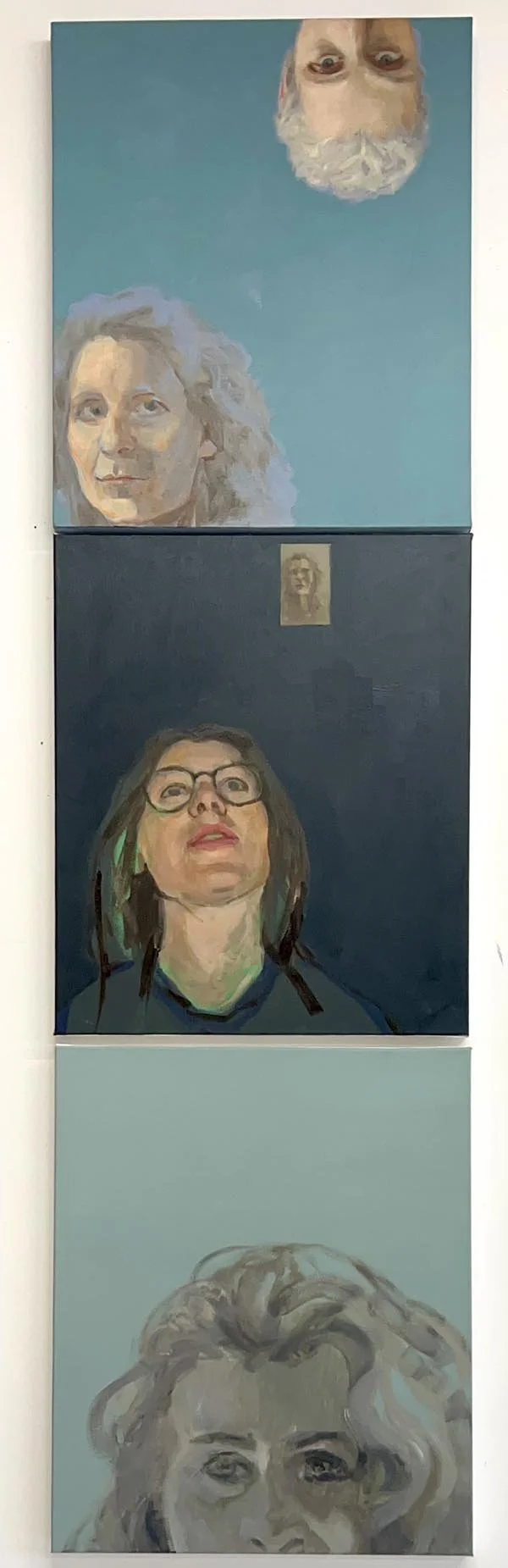 Identity Tower (1), acrylic on canvas, 72x20, 2025