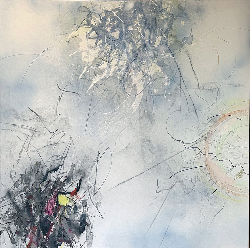 2.	“Origins,” mixed media on canvas, 48”x48”, 2024, $3200.