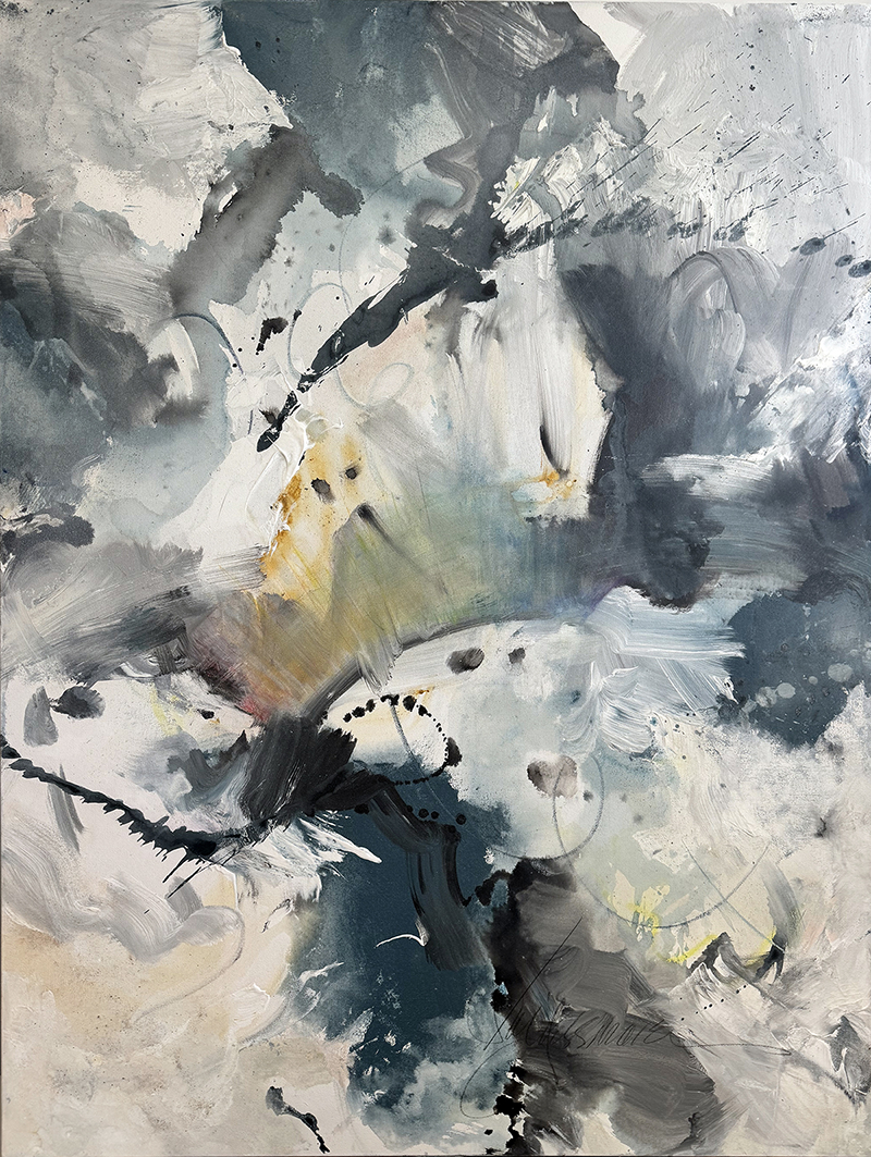 5.	“Somewhere,” mixed media on canvas, 2026, 48”x36”, $3200.