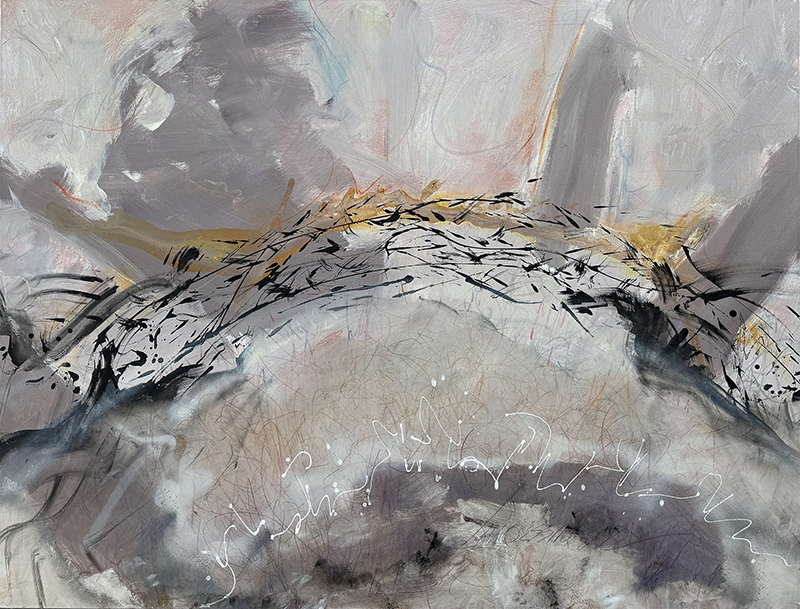 8.	“Strata,” mixed media on canvas, 36”x48”, 2026, $2800.