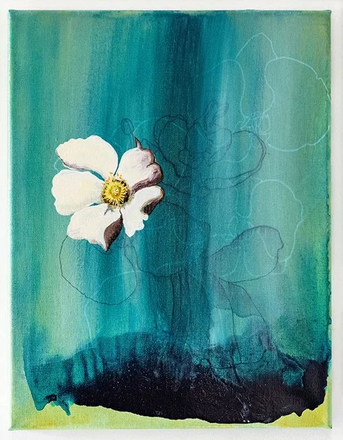 Rachel’s Flowers        acrylic on canvas        14” h x 11” w	unframed	         $750