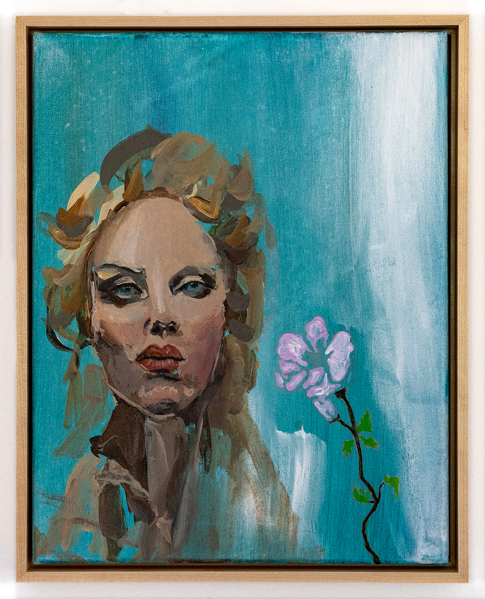Blonde Watching        acrylic on canvas, mounted on panel        14” h x 11” w	(framed)	        $850