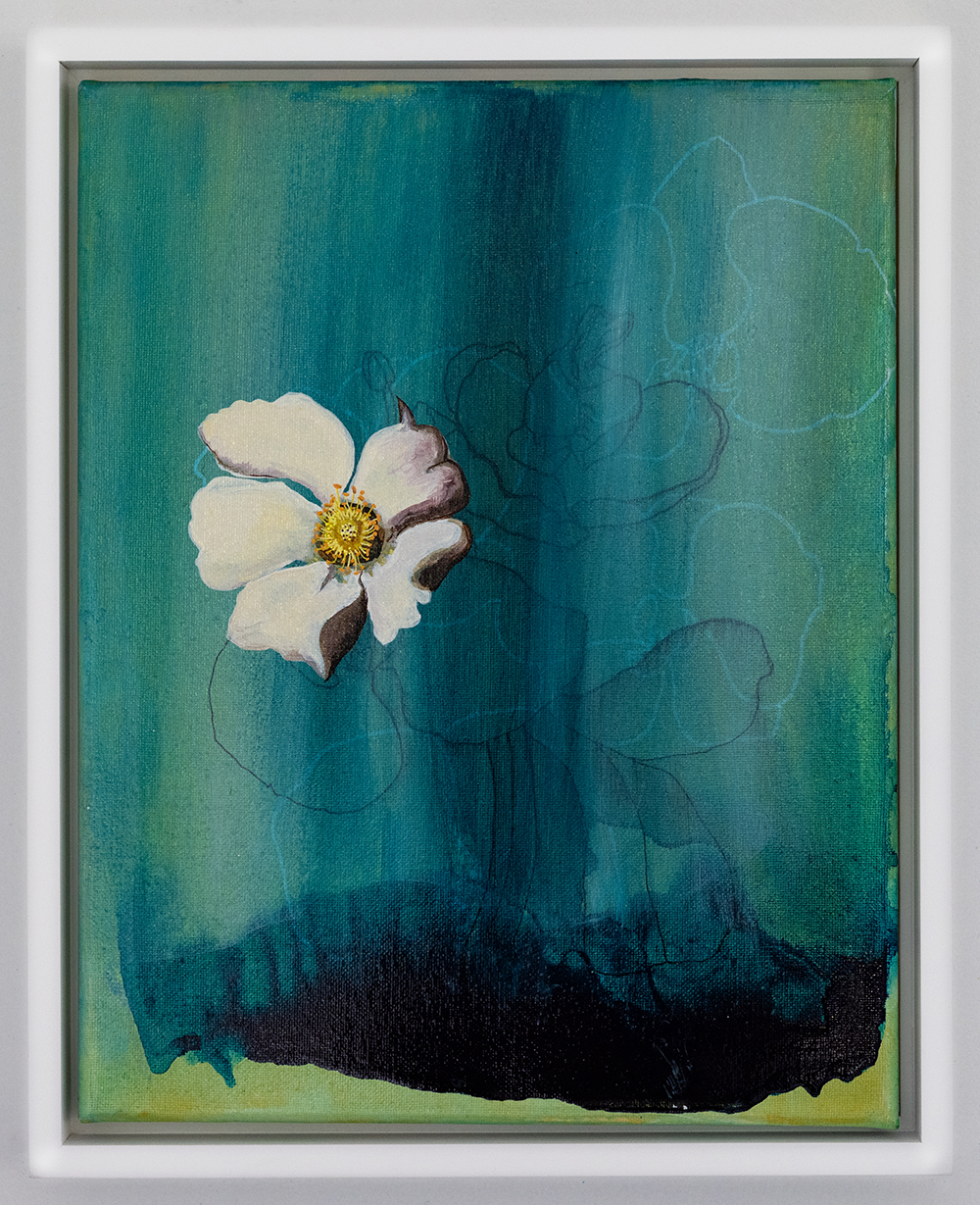 Cherokee Rose      acrylic on canvas, mounted on panel      14” h x 11” w	(framed)	      $850