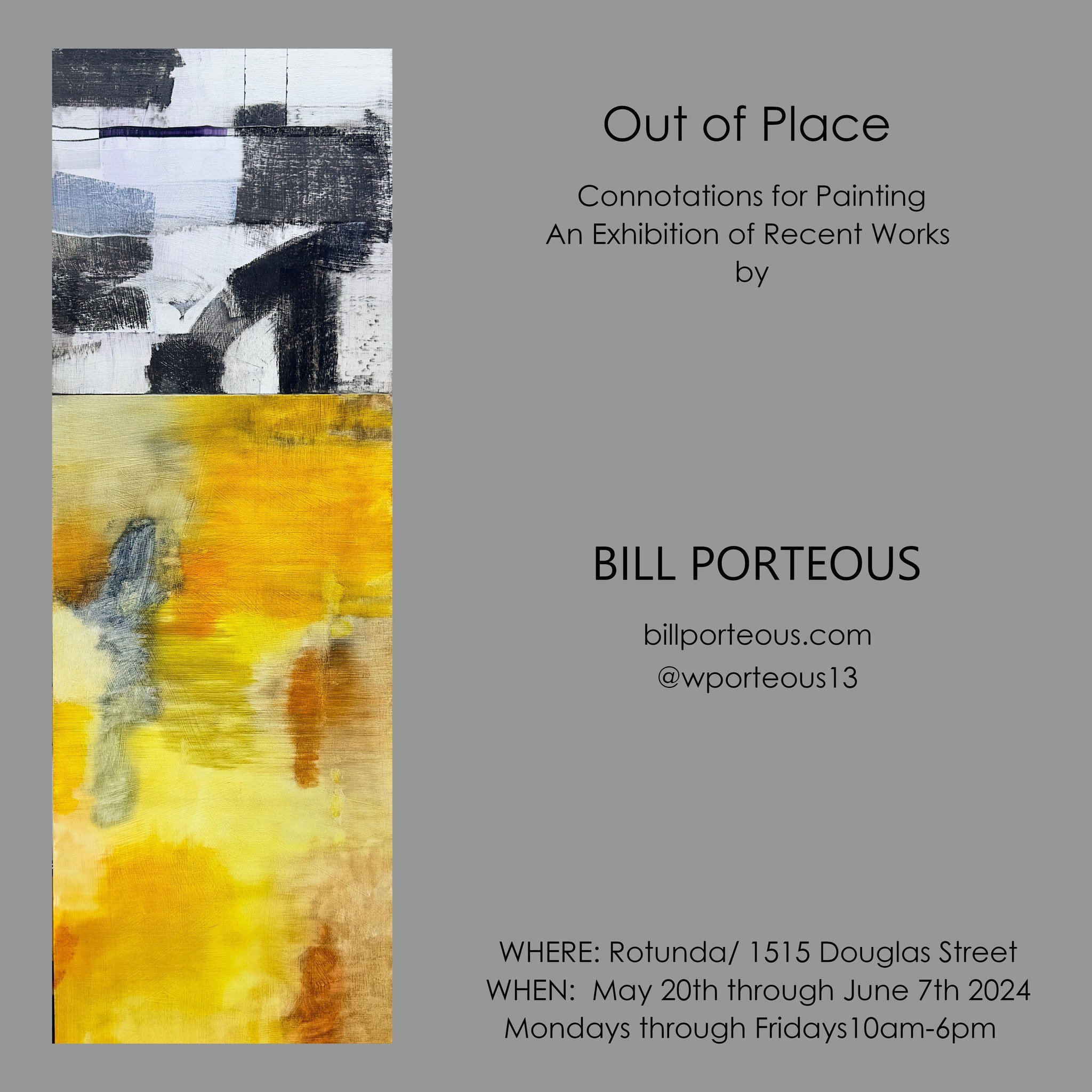 Looking forward to this exhibition of recent work by Bill Porteous @wporteous13 
.
Bill has been a mentor for me, leading weekly critical discussion groups in abstraction that I have had the good fortunate to be a part of for the last several years. 