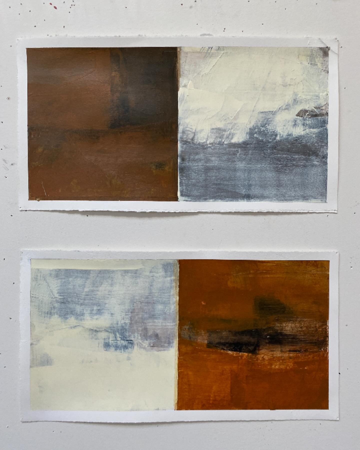 These last several weeks in the studio have been so interesting for me. By setting out some focusing limitations, like establishing a structure for these compositions, I have been able to focus on a particular challenge. 
.
In these pieces with a cen