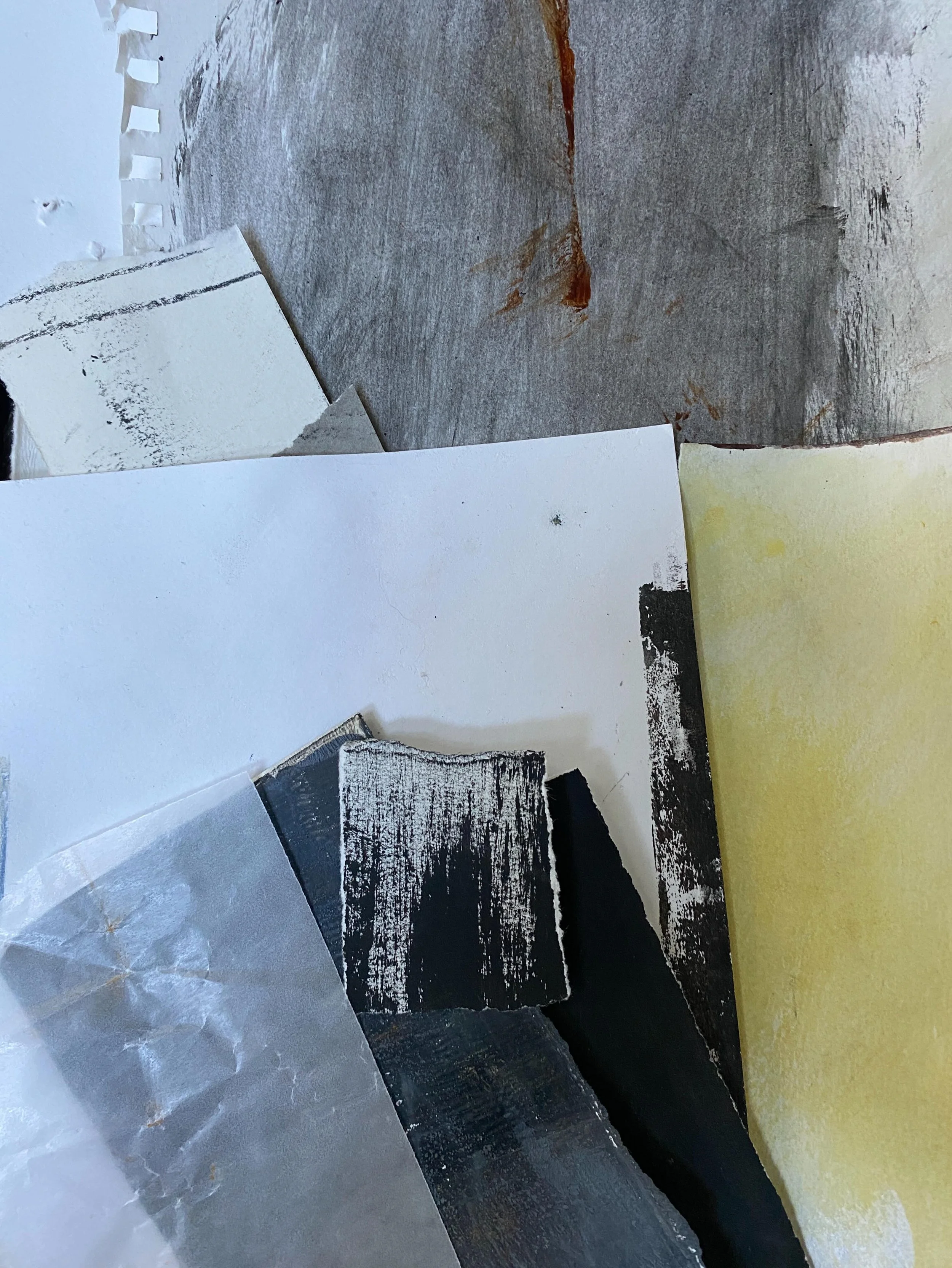 I love paper&mdash;painted papers, found papers, layered papers, translucent papers, thick papers, thin papers, rice papers. I begin every piece with paper, either working directly on loose paper or mounting it onto a panel before I begin.

I love th