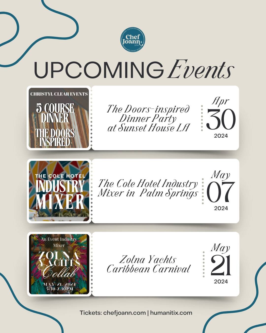 Attention event planners, florists, hospitality rockstars, and people who straight-up love dinner parties and networking, @chefjoann and @christylclear_events_ have 3 great events coming up you don&rsquo;t want to miss.

Fuel your creativity, expand 