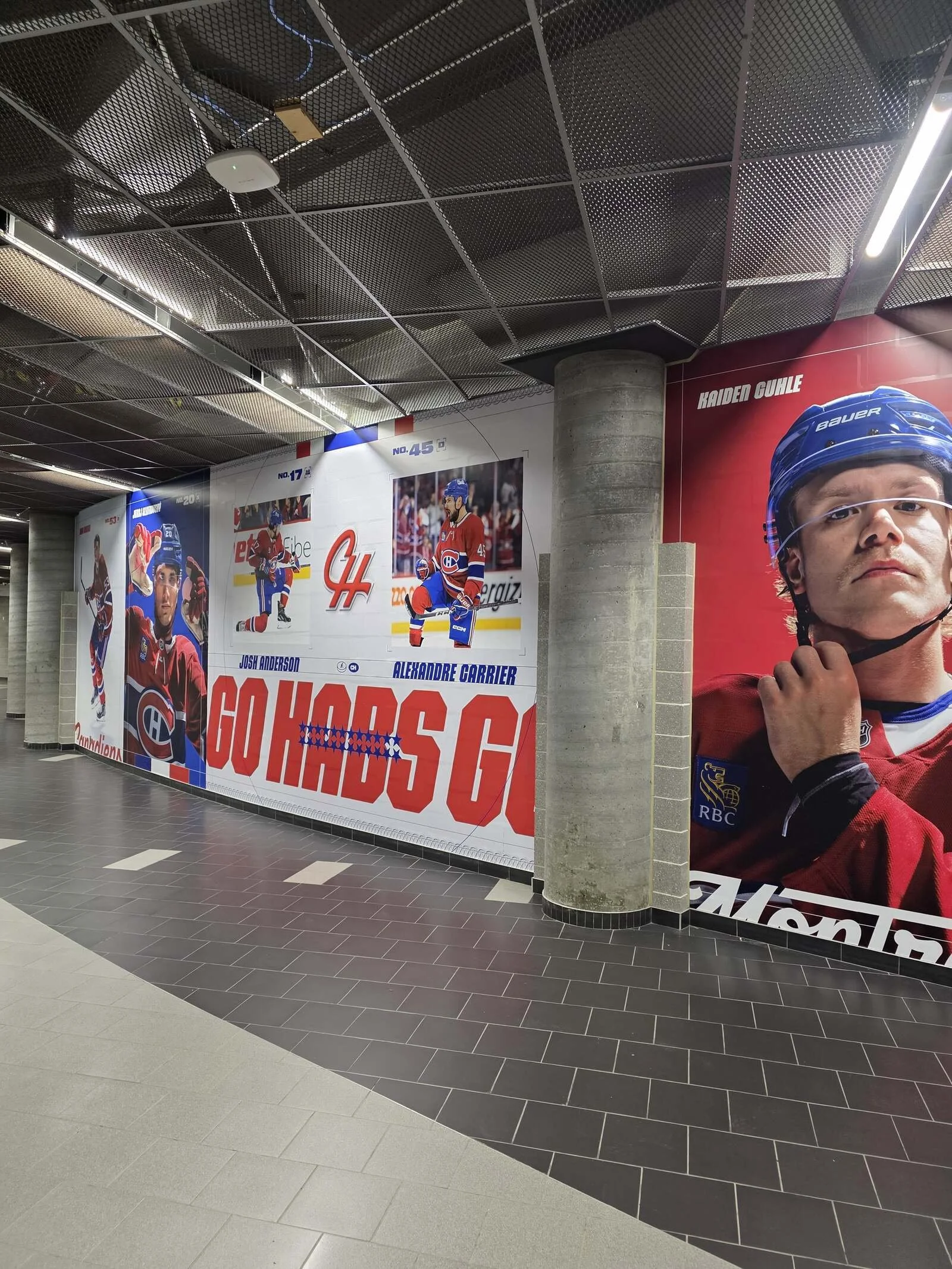 An advert for Canadiens ice hockey team on the wall in the Bell Centre Montreal