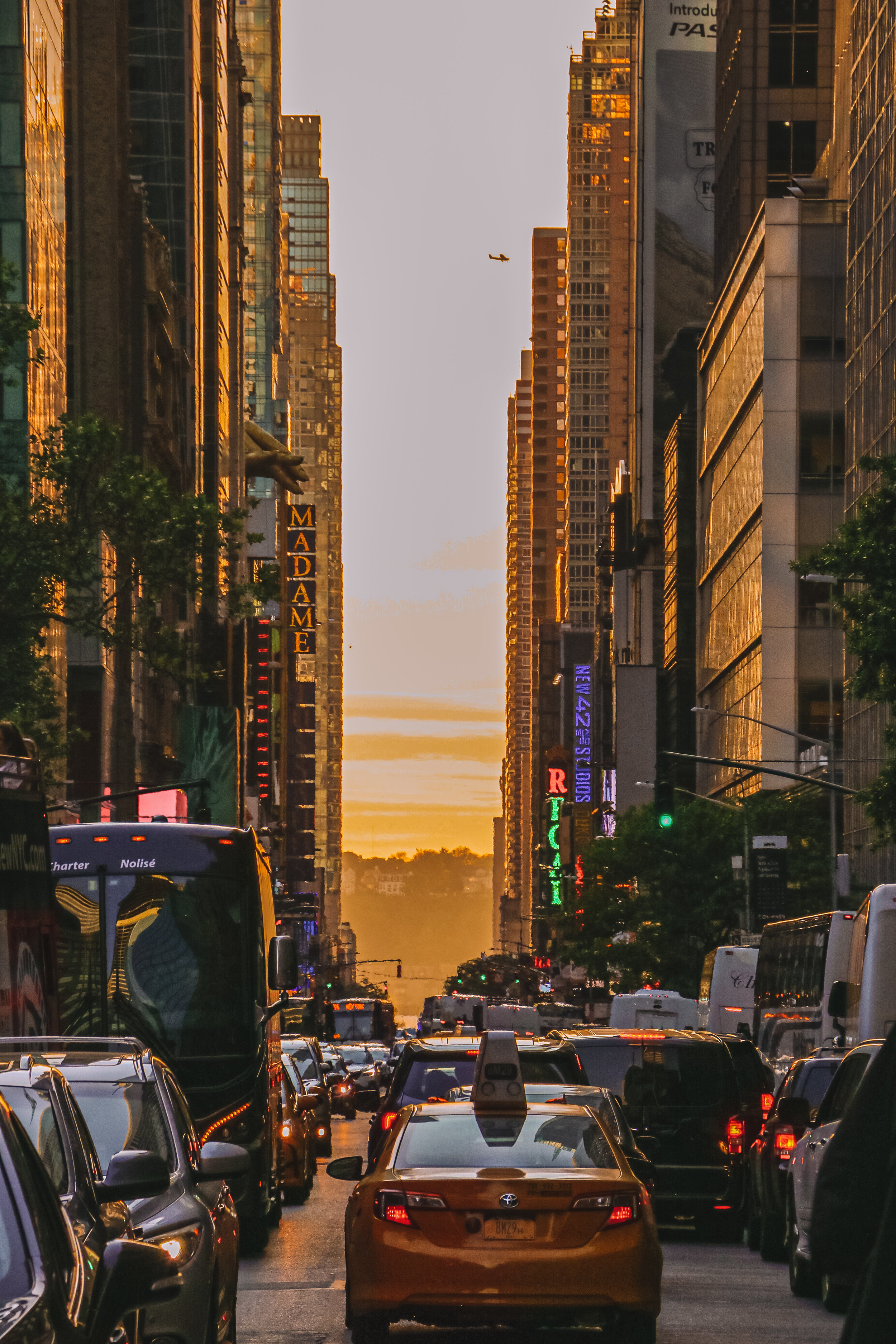 New York sunset, street view