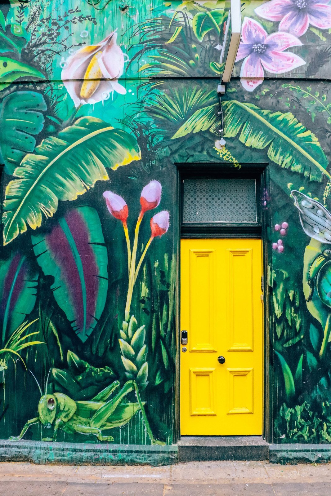 colourful Melbourne street art with yellow doorway