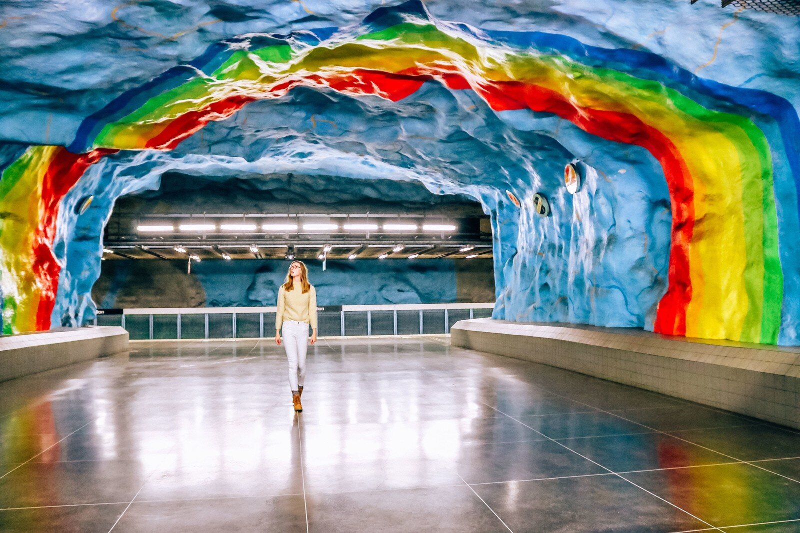Colourful artwork in Stockholm train station