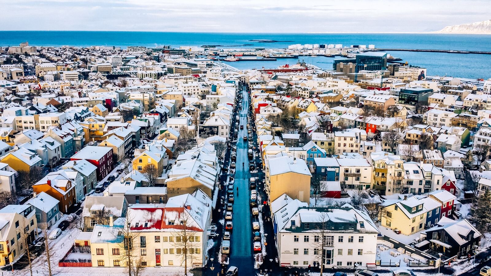 View of Reykjavik city rooftops from Hallgrimskirkja
