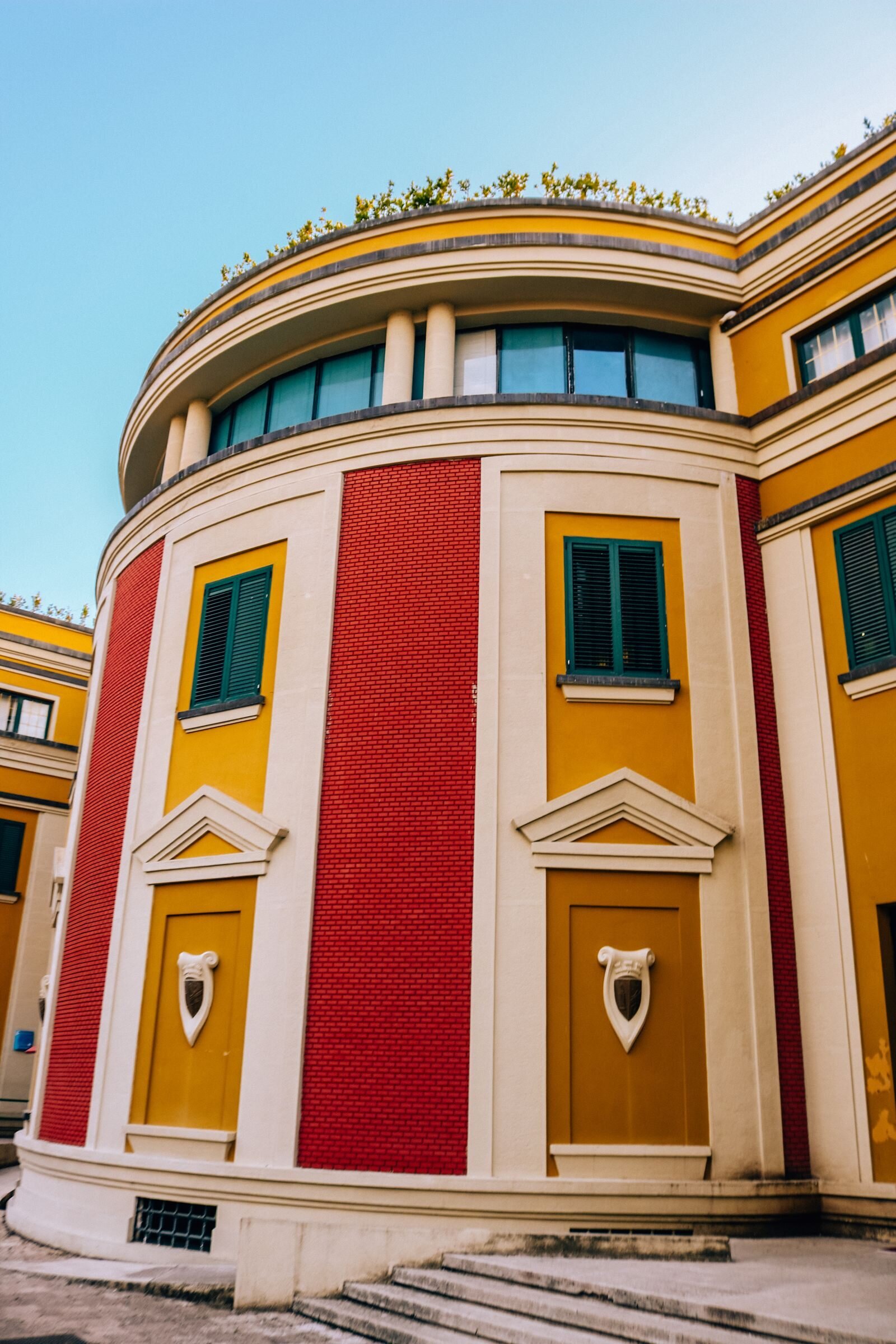 colourful city buildings Tirana Albania