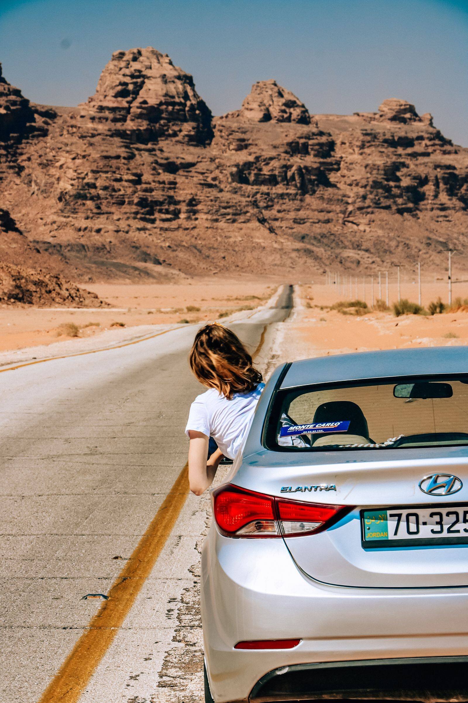 The view driving to Wadi Rum, Jordan