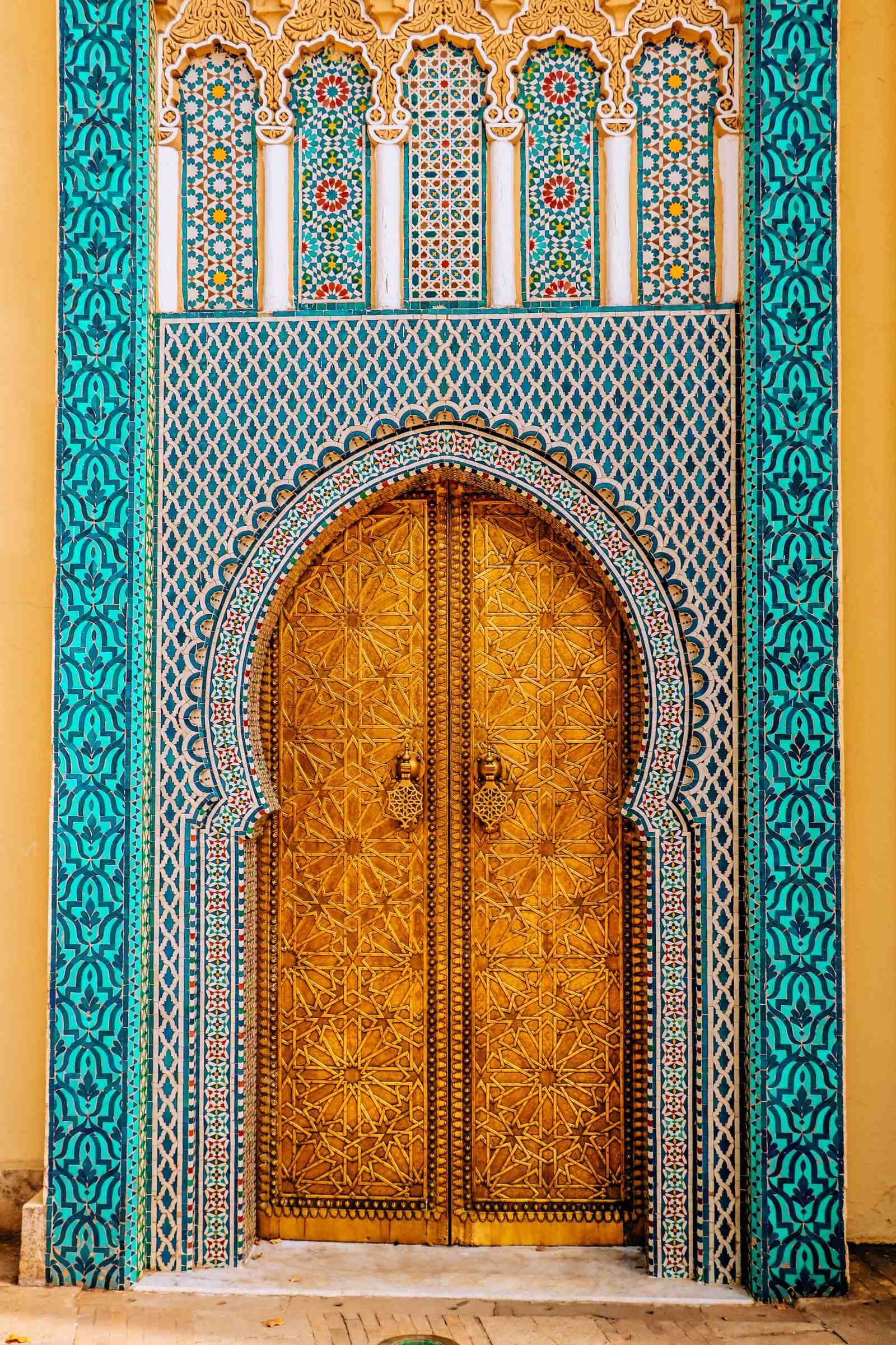 Very colourful and ornate Fez palace doors