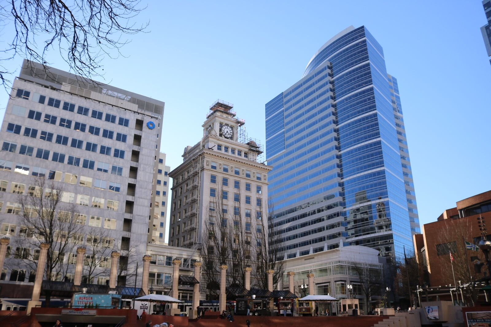 The many highrise buildings of Downtown Portland
