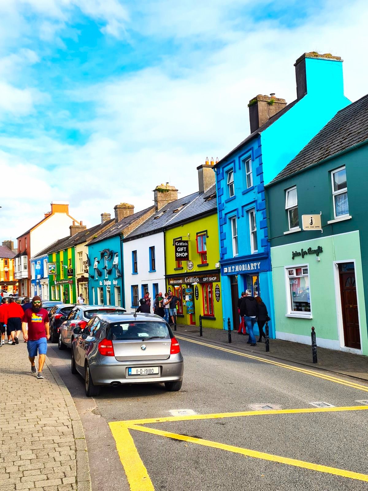  Many colourful buildings along the high street in Dingle 