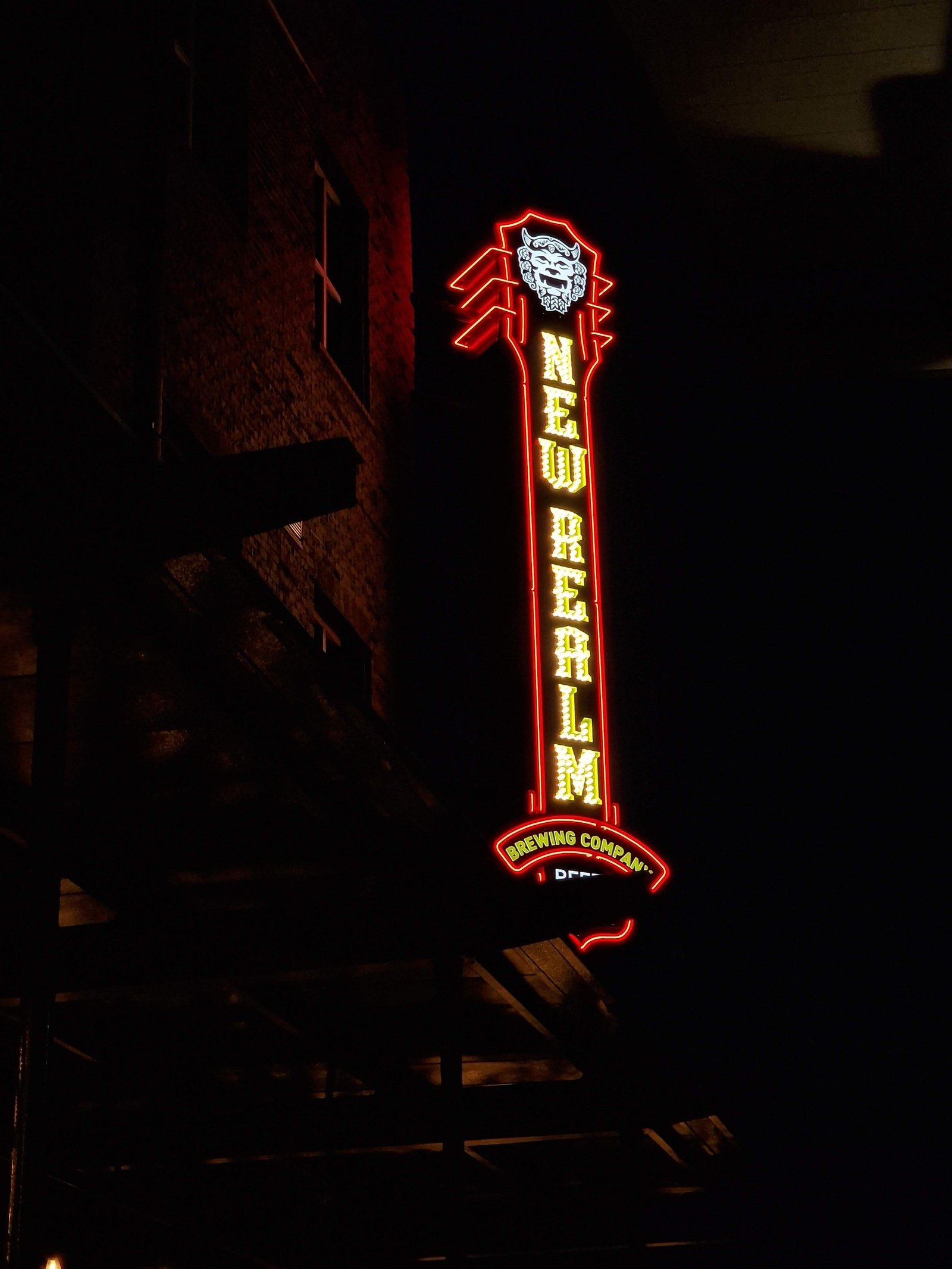 neon sign outside the brewery