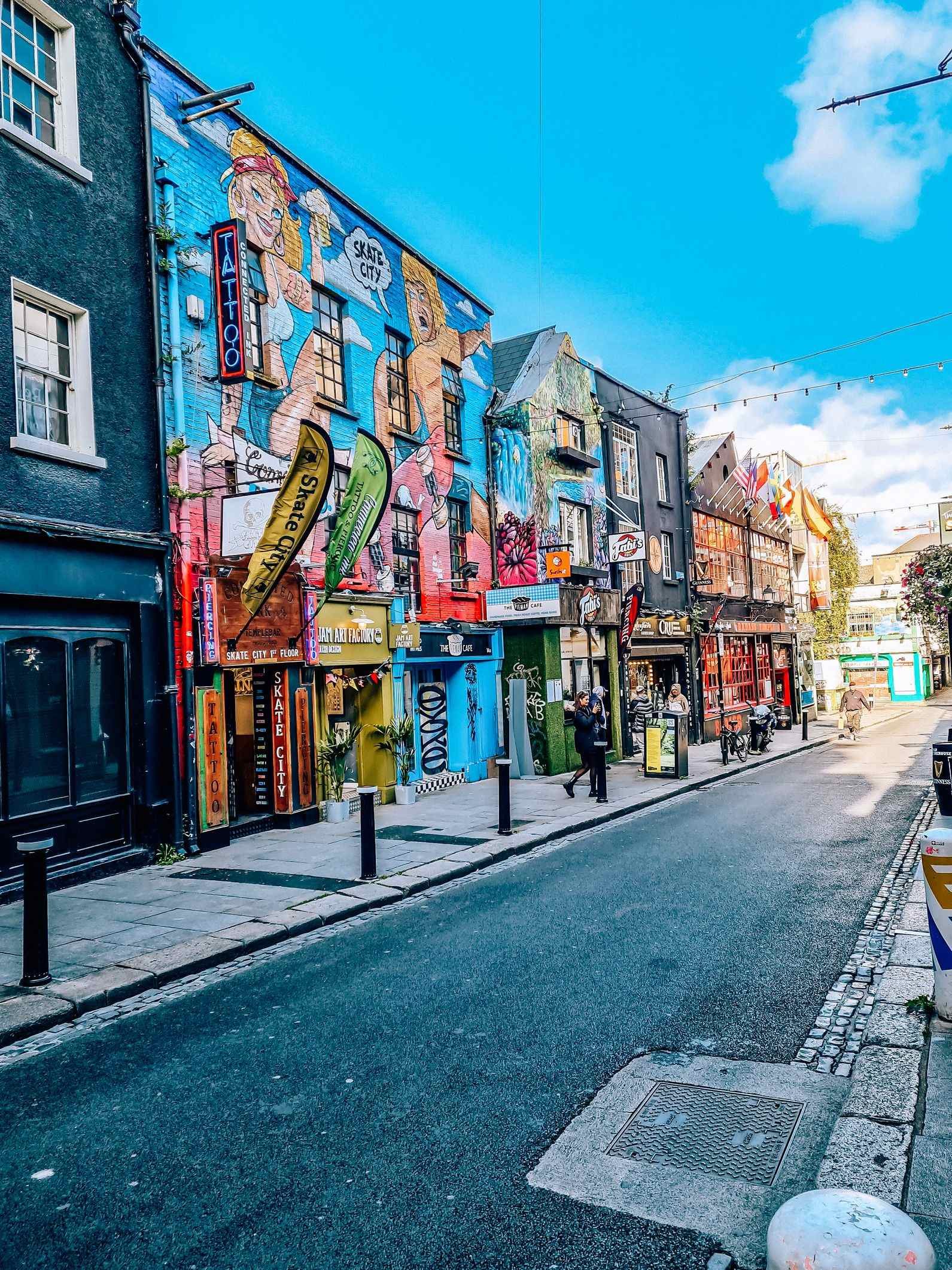 colourful artwork on buildings in Dublin city centre