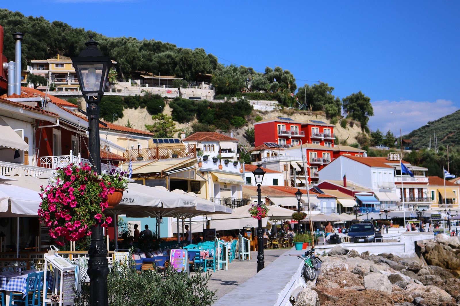 Hillside houses and shops in Parga