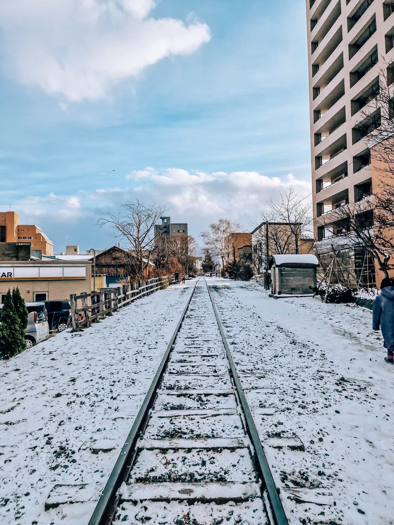 snow covered railway tracks