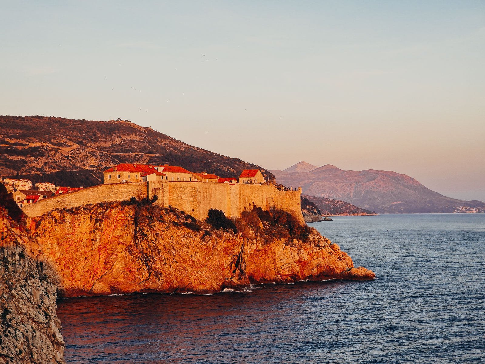 sunset overlooking old town in Dubrovnik