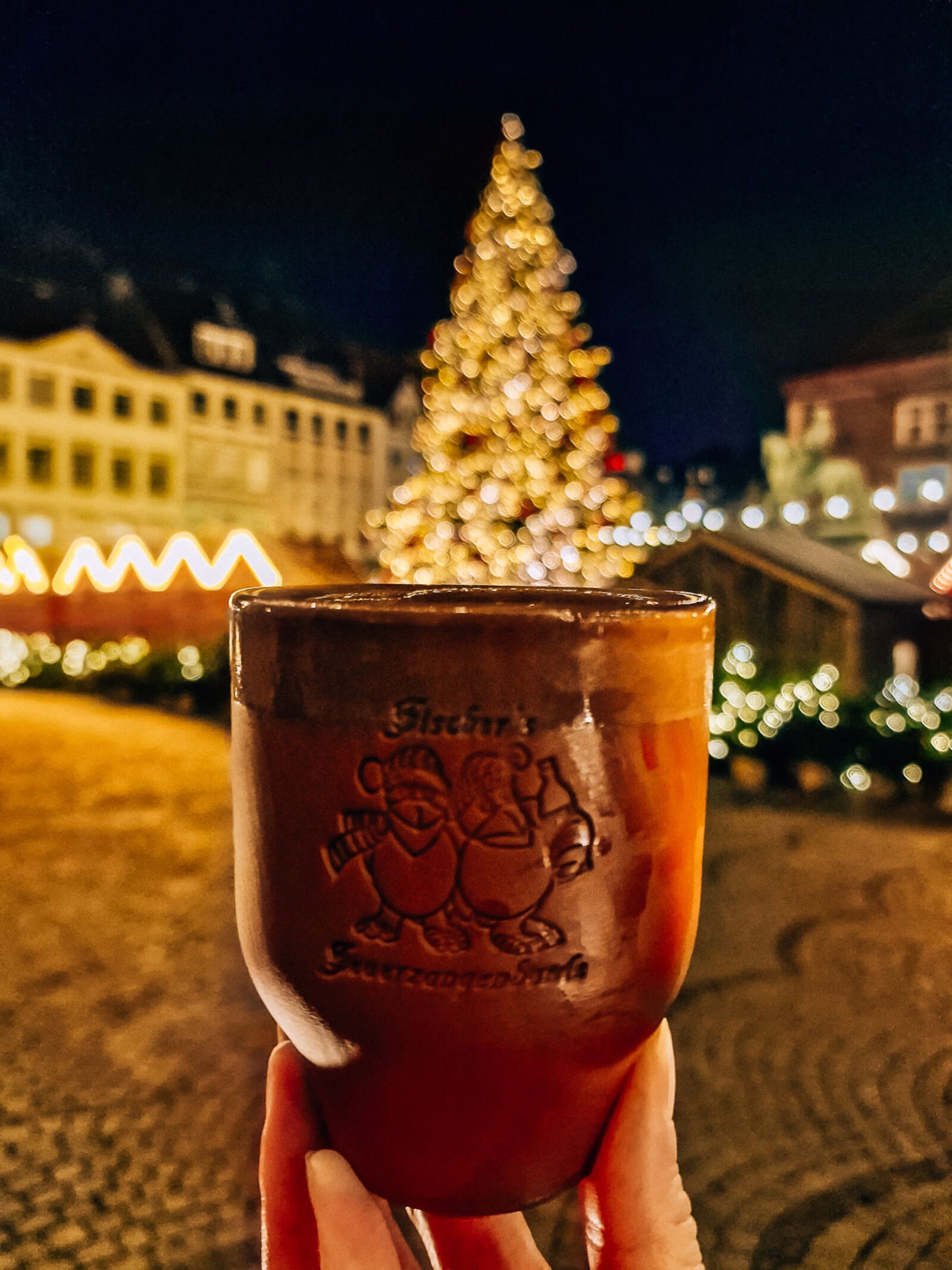 clay mulled wine cup at the Christmas market