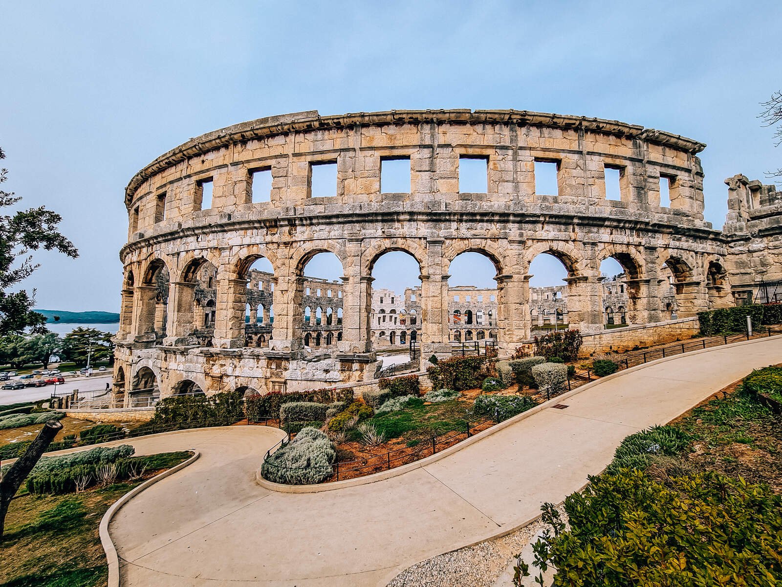 the ancient Pula Arena, one of the best preserved Roman Ampitheatres with stone arches in two tiers