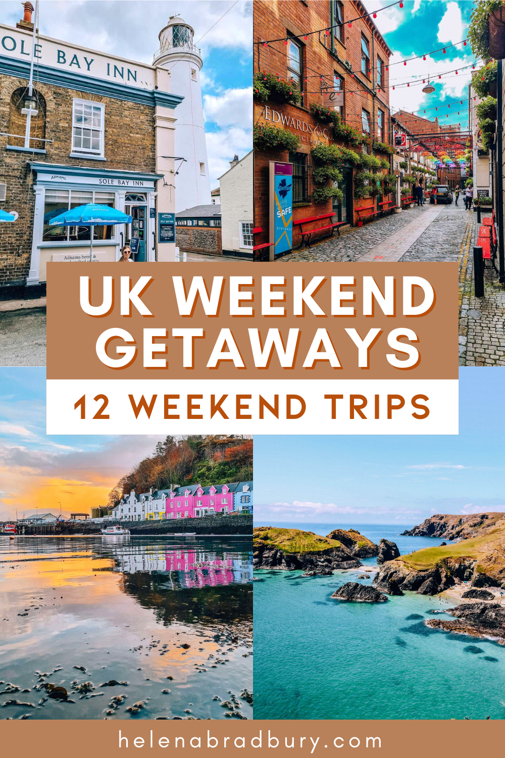 12 UK weekend break ideas to inspire your next UK short break or getaway. From the coast of Cornwall or Suffolk, to the Scottish Islands or a city break in Belfast or York. Plan the best UK weekend breaks | weekend away in uk | uk weekend away | week