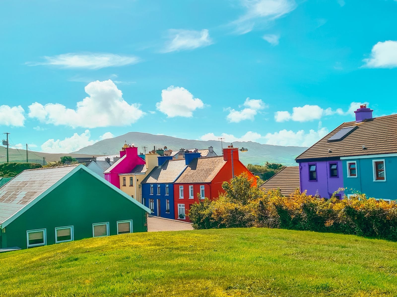colourful houses and blue sky