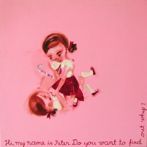 Katja Tukiainen, Hi, my name is Peter. Do you want to find out why? , 2010. Oil on canvas, 70 by 70 cm. Courtesy the artist.
