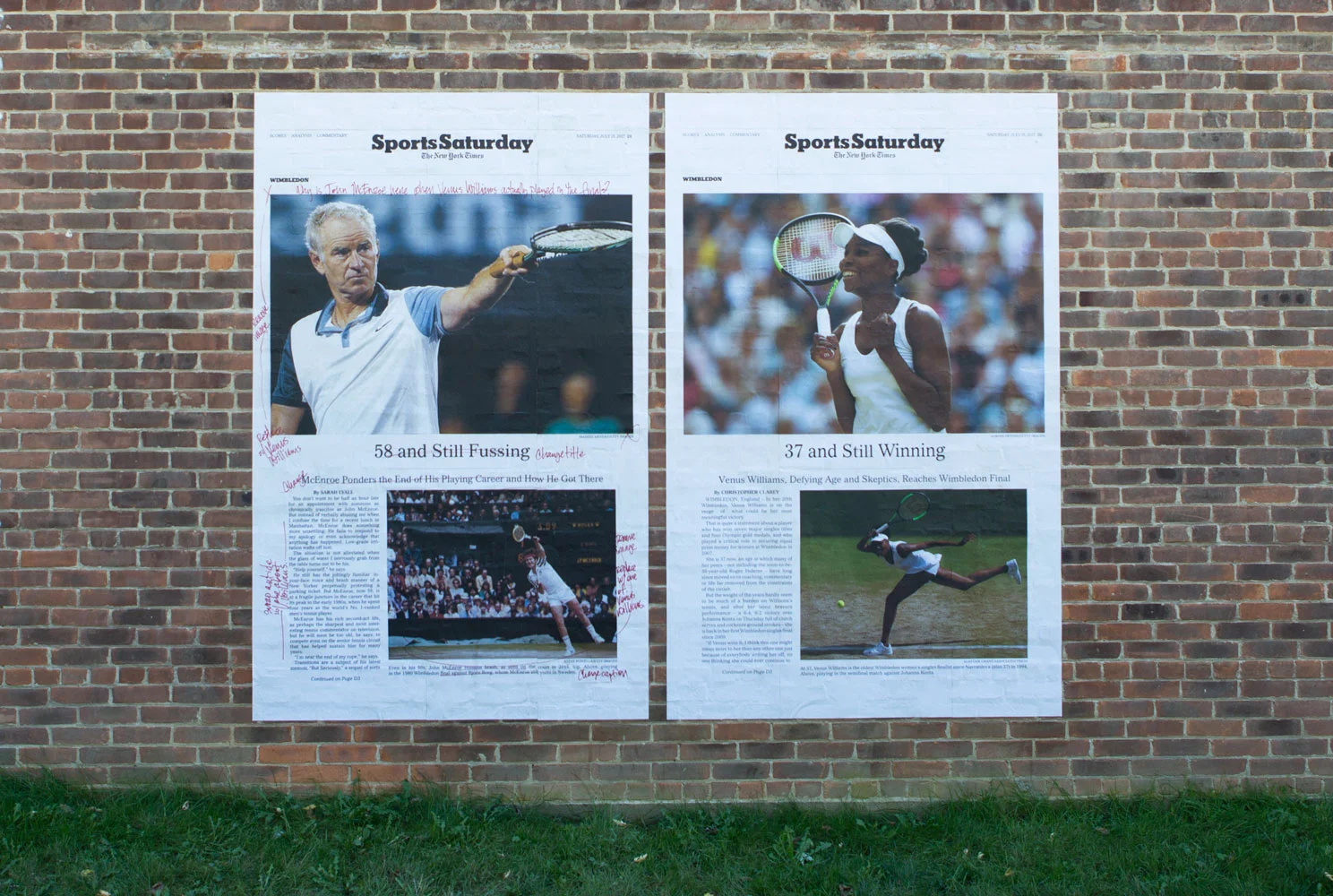 Alexandra Bell. Venus Williams , 2017. Installation view, DownCaf, Bennington College. Photo by Keegan Ead. Courtesy of Usdan Gallery at Bennington College.