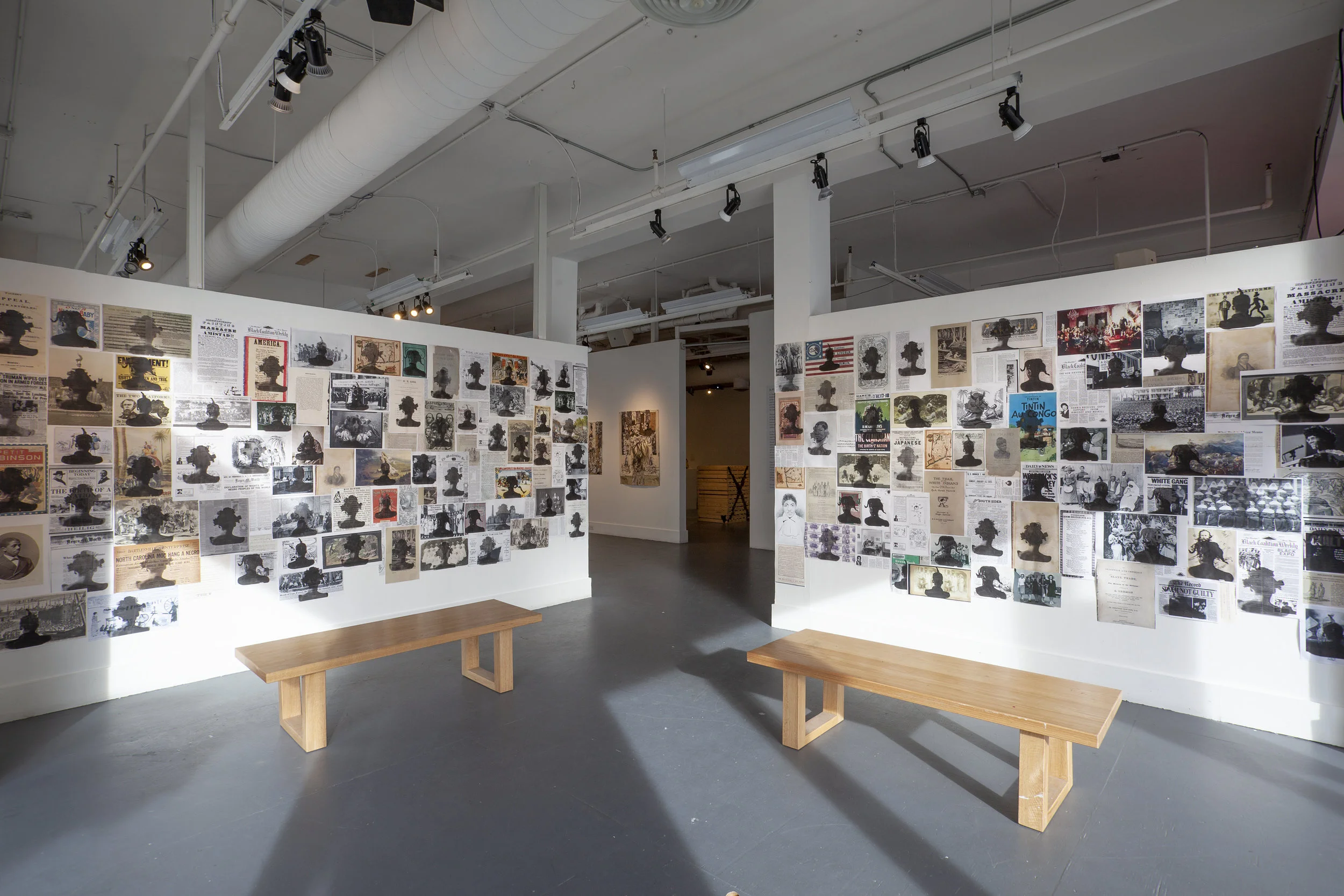 Adama Delphine Fawundu, In the Face of History (2017-18). Dimensions variable, screenprint on paper. From the exhibition, In Plain Sight/Site. Photographer: Jessica Smolinksi.