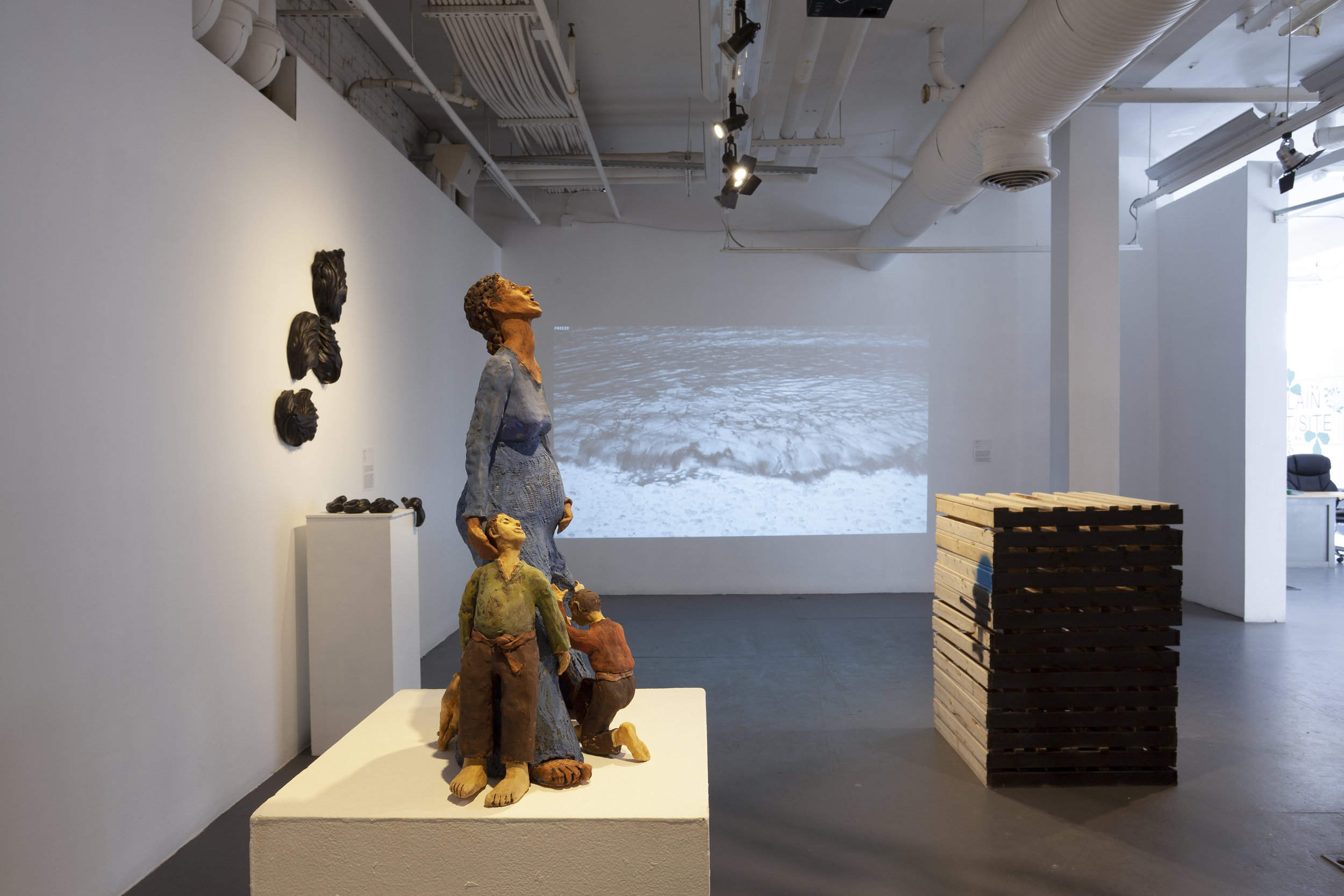 From the exhibition, In Plain Sight/Site. Photographer: Jessica Smolinksi. Artists from left to right: Maya Vivas, Jocelyn Braxton Armstrong, Deborah Jack, Tariku Shiferaw.