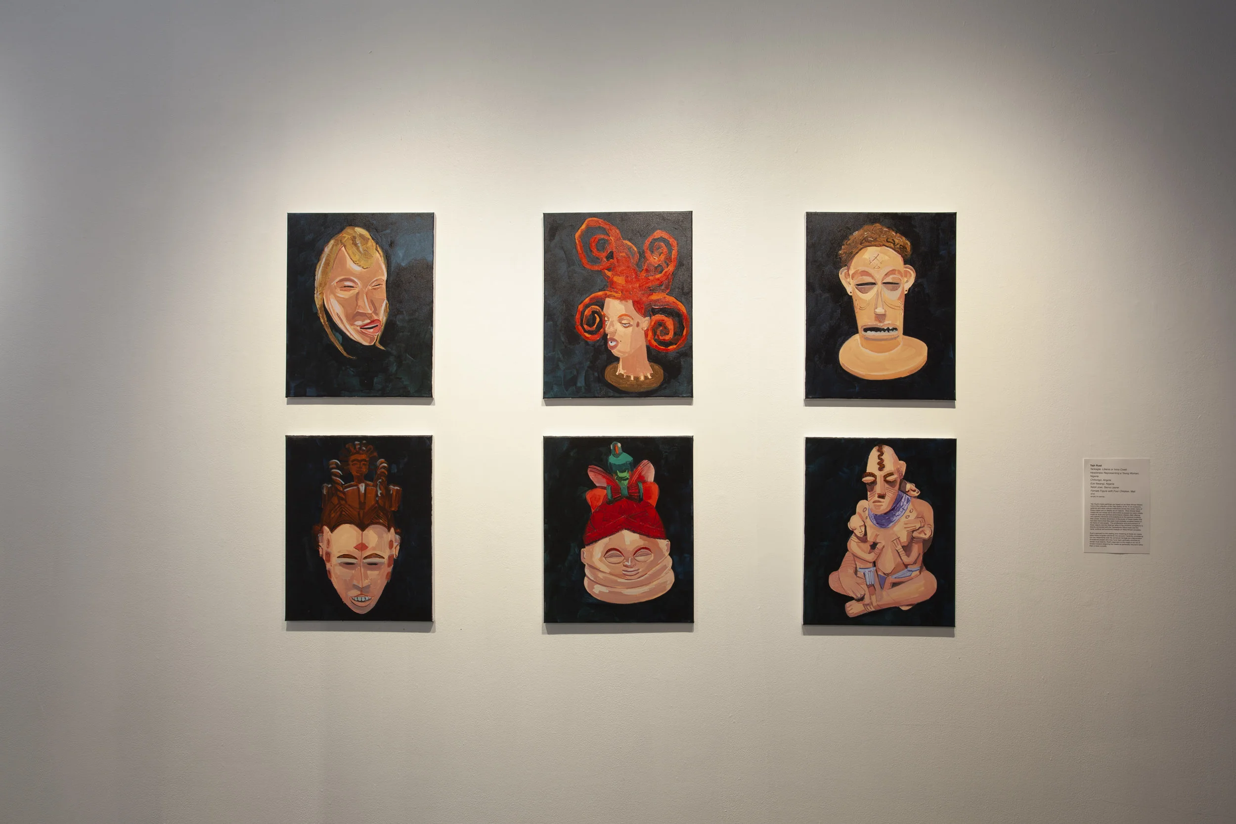 Paintings by Tajh Rust in the exhibition, In Plain Sight/Site. Photographer: Jessica Smolinksi.