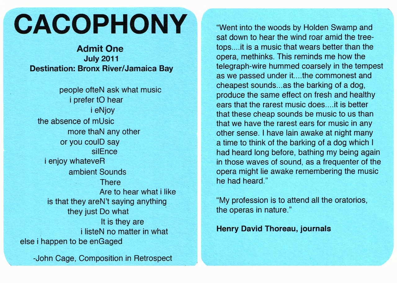 Gina Siepel. CACOPHONY, 2011. Printed ticket given to participants. © Gina Siepel