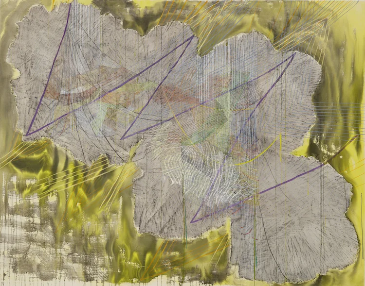 Alyse Rosner, Zig zag (twilight), 2018. Graphite and fluid acrylic on raw canvas 77×98 inches. Photo courtesy of Rick Wester Fine Art.