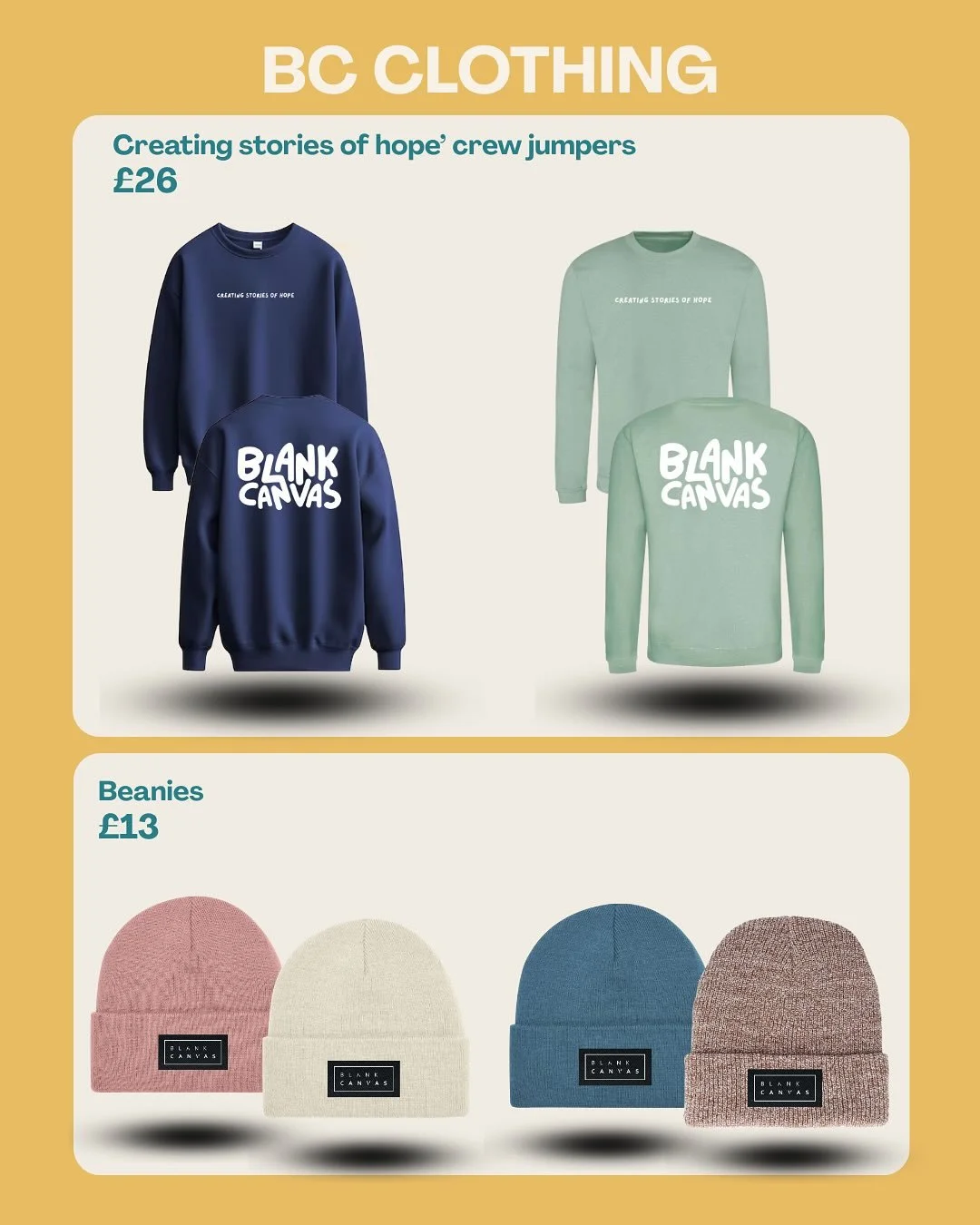 BC CLOTHING 🔥🤩

You may have seen on our stories last week we&rsquo;re releasing another drop of merch that you can get your hands on and we&rsquo;re EXCITED! 🎉

To get your hands on them please put in your order through our website www.blankcanva