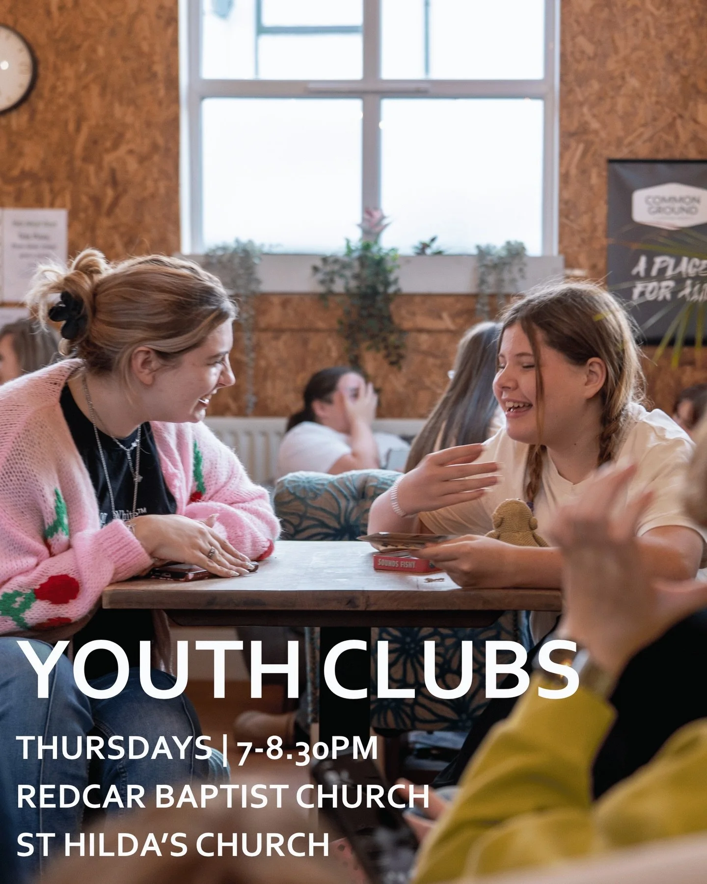 YOUTH CLUBS

Thursday night is Youth Club night, in two locations across Redcar: East and West.

From crafts to toasties, tuck shop, a pamper station, sports and games, there&rsquo;s lots to get stuck into and there is always an ear to listen!

THURS