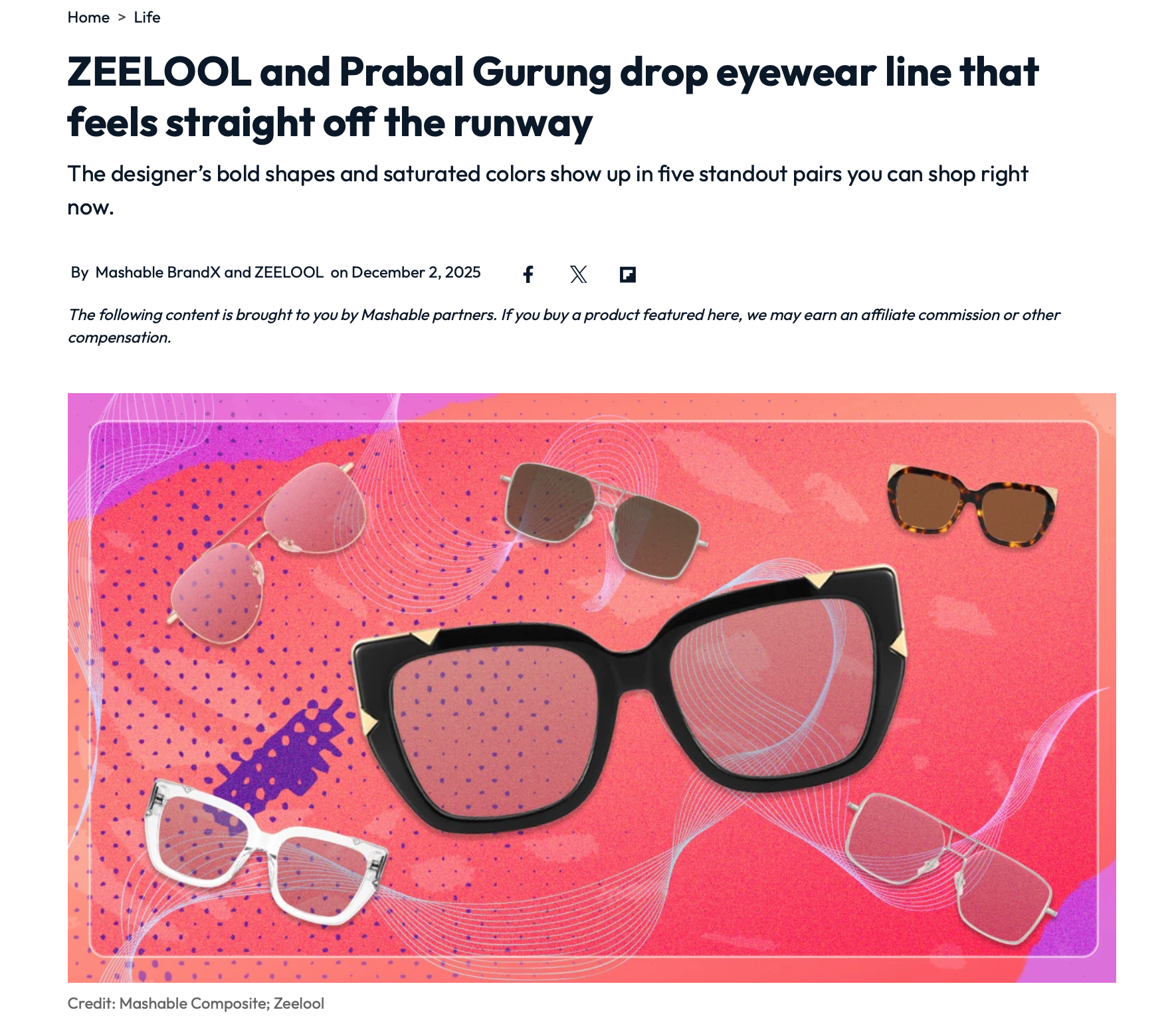 Mashable Brand X + Zeelool