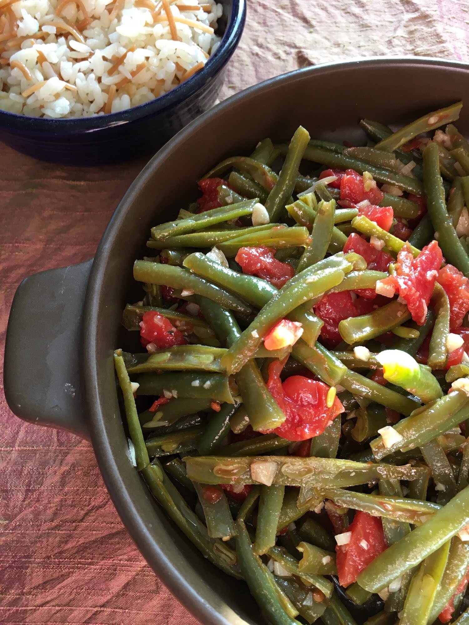 Stewed Green Beans, Tomatoes, and Garlic 