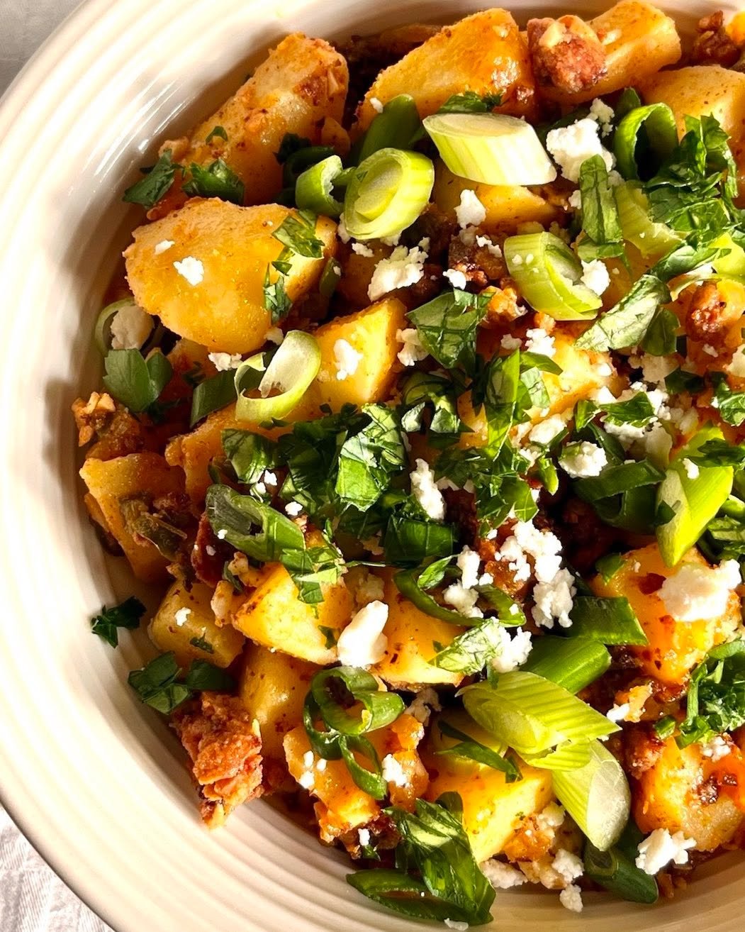 This week in #taste_budding: Papas con Chorizo (Roasted Potatoes with Chorizo). Recipe by @ChefJoseGarces from his book &quot;The Latin Road Home.&quot; Adding chorizo and jalape&ntilde;o to diced potato and onion turns these spuds from a side dish t